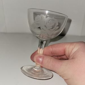 Crystal Vintage Rose Etched Stemware Chardonnay Glass Mini